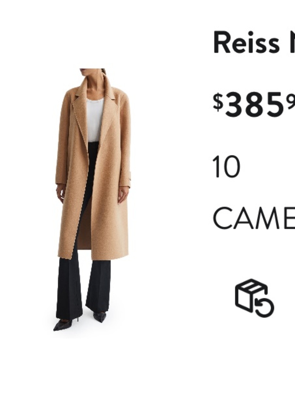 Reiss Camel Long Wool-Blend Trench Coat